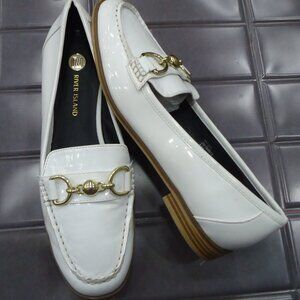 SIZE 8 /41. River Island patent pu leather loafer shoes.